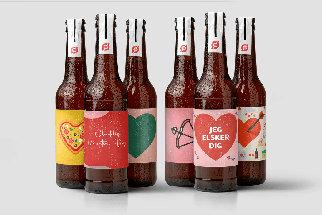 Gaveidé til Valentinsdag, økologiske specialøl du kan personliggøre med tekst og billede