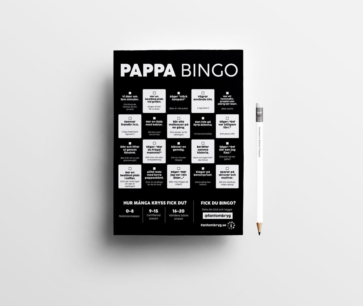 Pappa Bingo med blyertspenna – rolig fars dag-present till pappa