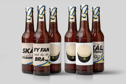 Studentpresent – Öl mixpack med unika etiketter (6-pack)