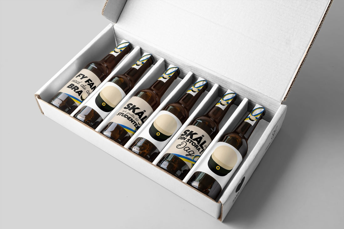 Studentpresent – Öl mixpack med unika etiketter (6-pack)