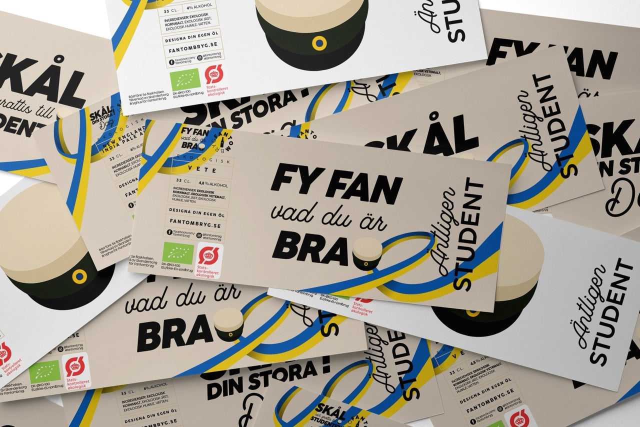 Studentpresent – Öl mixpack med unika etiketter (6-pack)