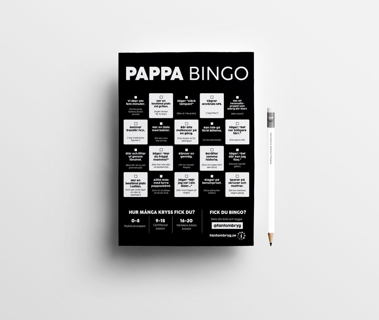 Pappa Bingo med blyertspenna – rolig fars dag-present till pappa