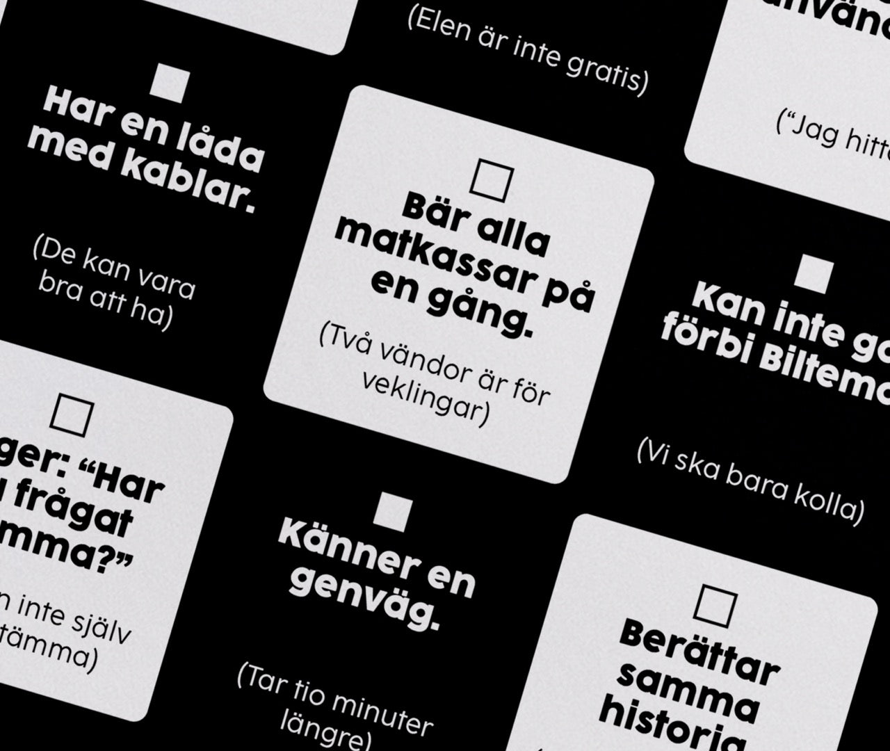 Närbild på Pappa Bingo med roliga påståenden och bingorutor om pappa