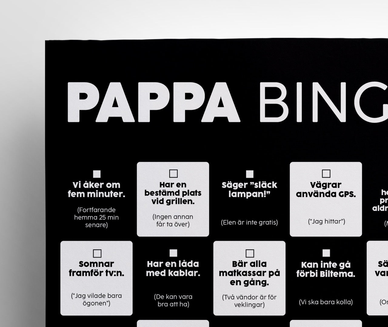 Roligt Pappa Bingo med personliga bingorutor – present till pappa