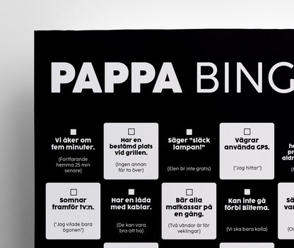 Roligt Pappa Bingo med personliga bingorutor – present till pappa