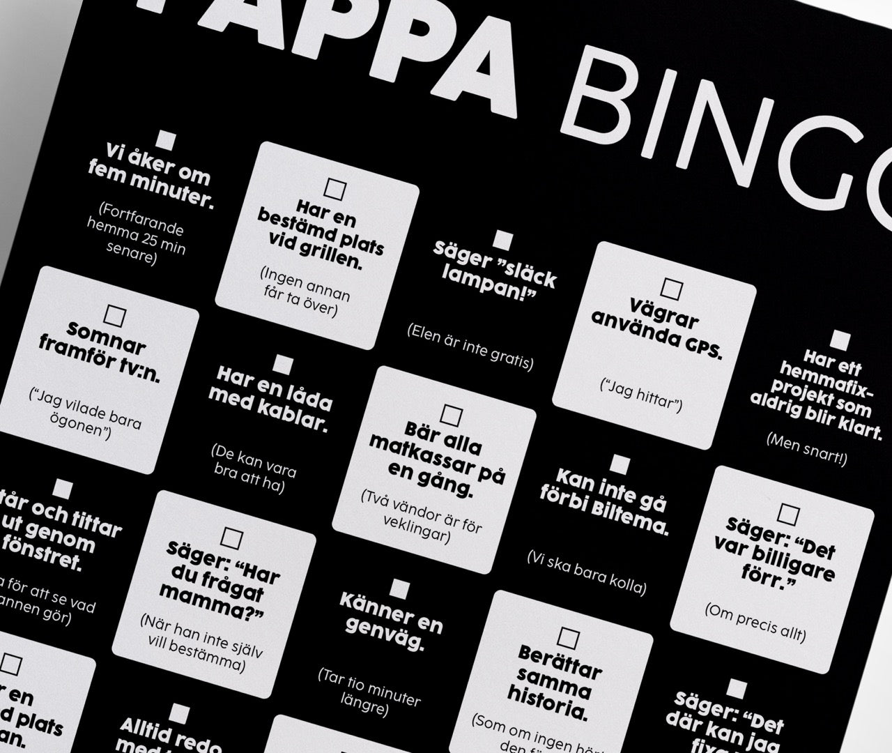 Pappa Bingo med roliga bingorutor om pappa – spel till fars dag