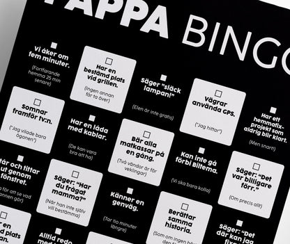 Pappa Bingo med roliga bingorutor om pappa – spel till fars dag